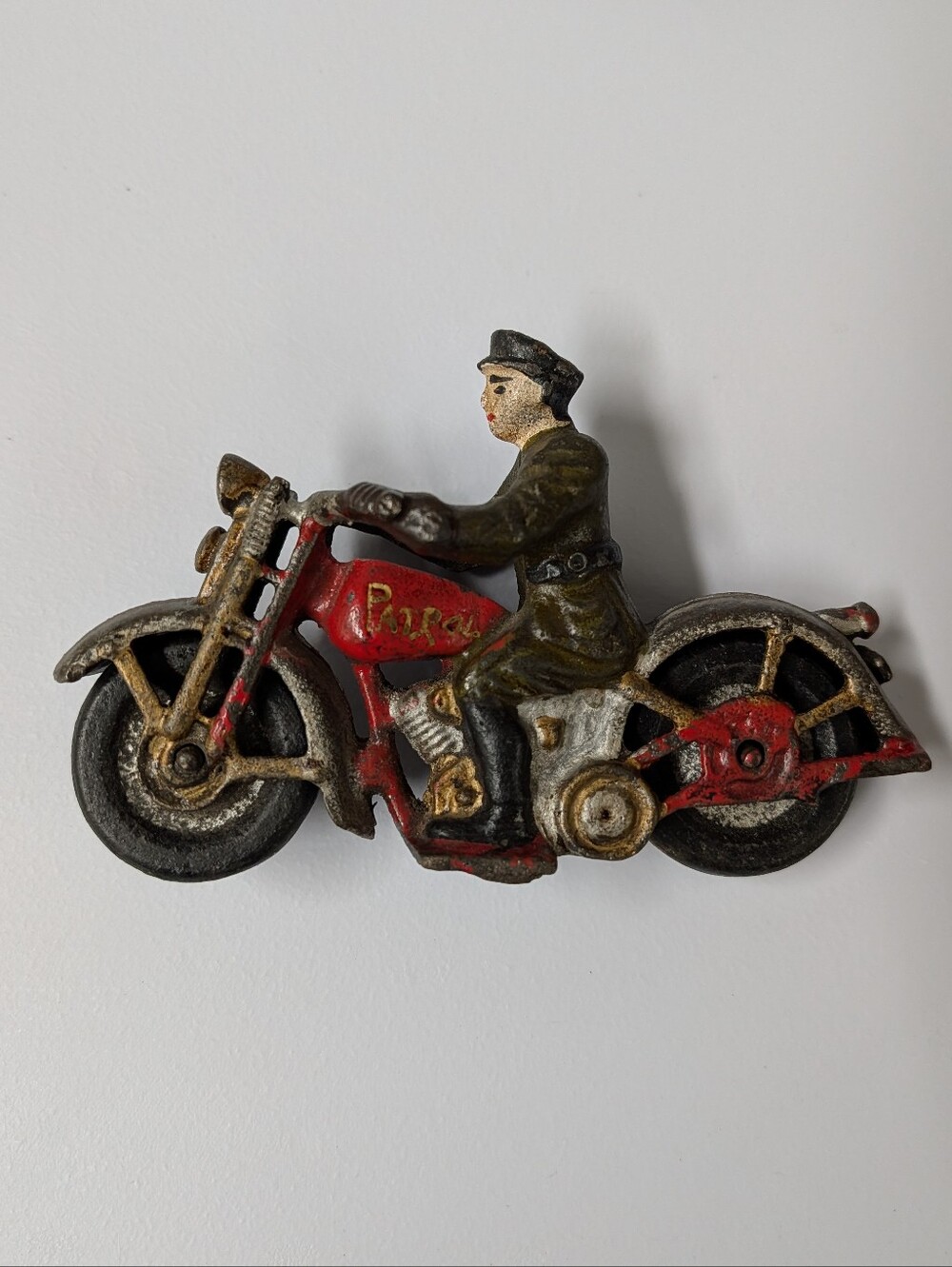 vintage CAST IRON PATROL MOTORCYCLE toy